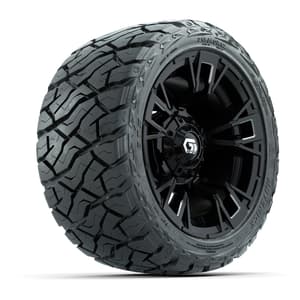 GTW Vandal Matte Black/Machined 12 in Wheels with 215/40-R12 Maverick Low-Profile All-Terrain Tires – Full Set
