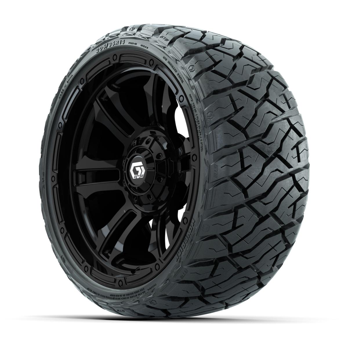 GTW Shogun Gloss Black 14 in Wheels with 205/35-R14 Maverick Low-Profile All-Terrain Tires – Full Set