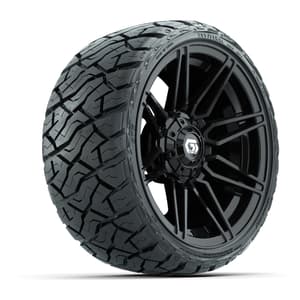 GTW Stealth Gloss Black 14 in Wheels with 205/35-R14 Maverick Low-Profile All-Terrain Tires – Full Set