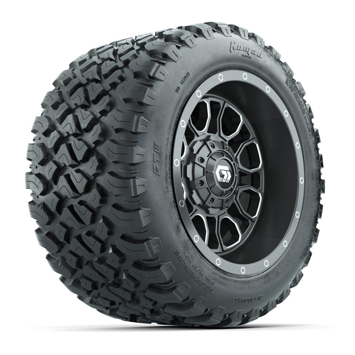 GTW&reg; Volt Gunmetal 12 in Wheels with 20X10-12 Nomad Steel Belt Radial All-Terrain Tires – Full Set
