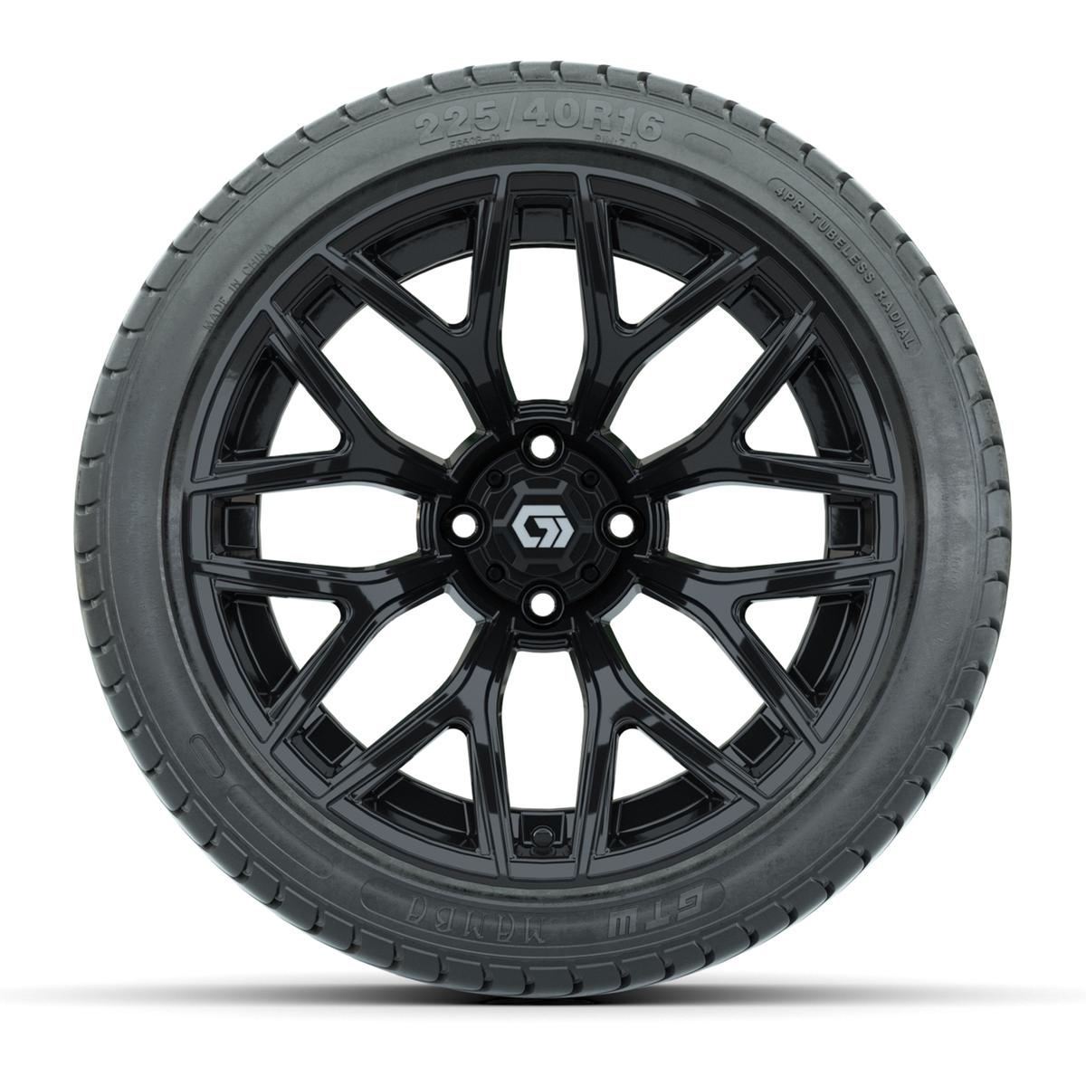 GTW&reg; Monaco Gloss Black 16 in Wheels with 225/40-R16 Mamba Street Tires - Full Set
