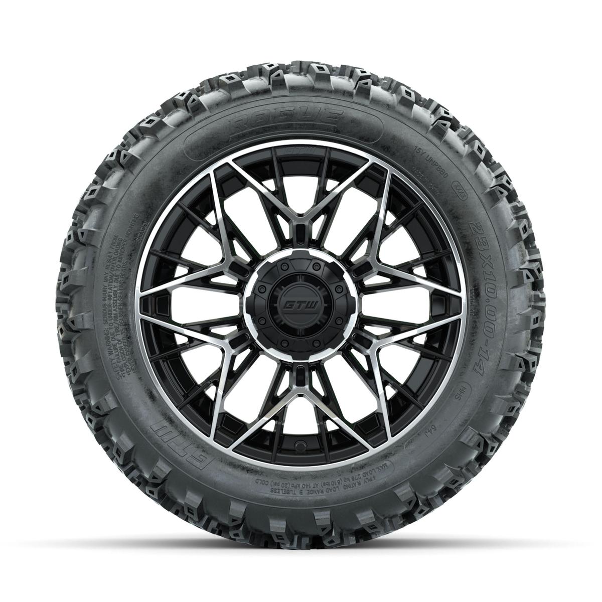 GTW Stellar Machined/Black 14 in Wheels with 23x10.00-14 Rogue All Terrain Tires – Full Set