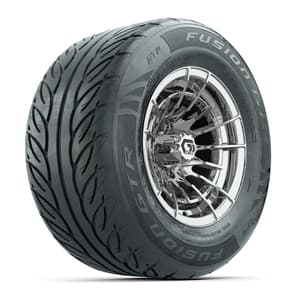 GTW&reg; Boost Chrome 12 in Wheels with 255/55-R12 Fusion GTR Steel Belt Radial Street Tires – Full Set