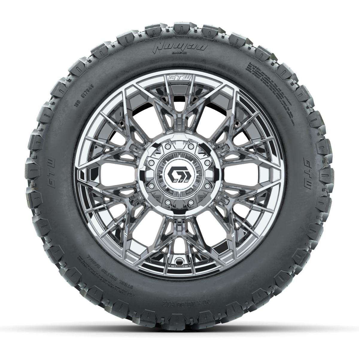 GTW&reg; Stellar Chrome 12 in Wheels with 20X10-12 Nomad Steel Belt Radial All-Terrain Tires – Full Set