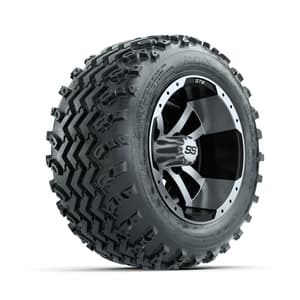 GTW Storm Trooper Machined/Black 10 in Wheels with 18x9.50-10 Rogue All Terrain Tires – Full Set