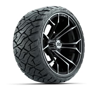 GTW Spyder Black/Machined 14 in Wheels with 205/35-R14 Maverick Low-Profile All-Terrain Tires – Full Set