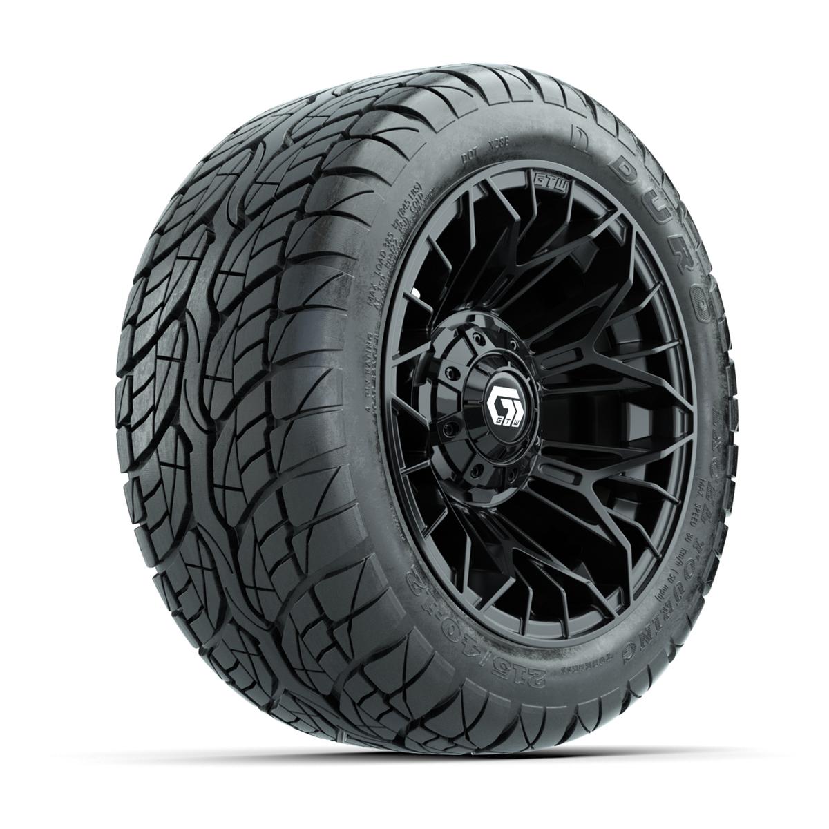 GTW Stellar Matte Black 12 in Wheels with 215/40-12 Duro Low-Profile Street Tires – Full Set