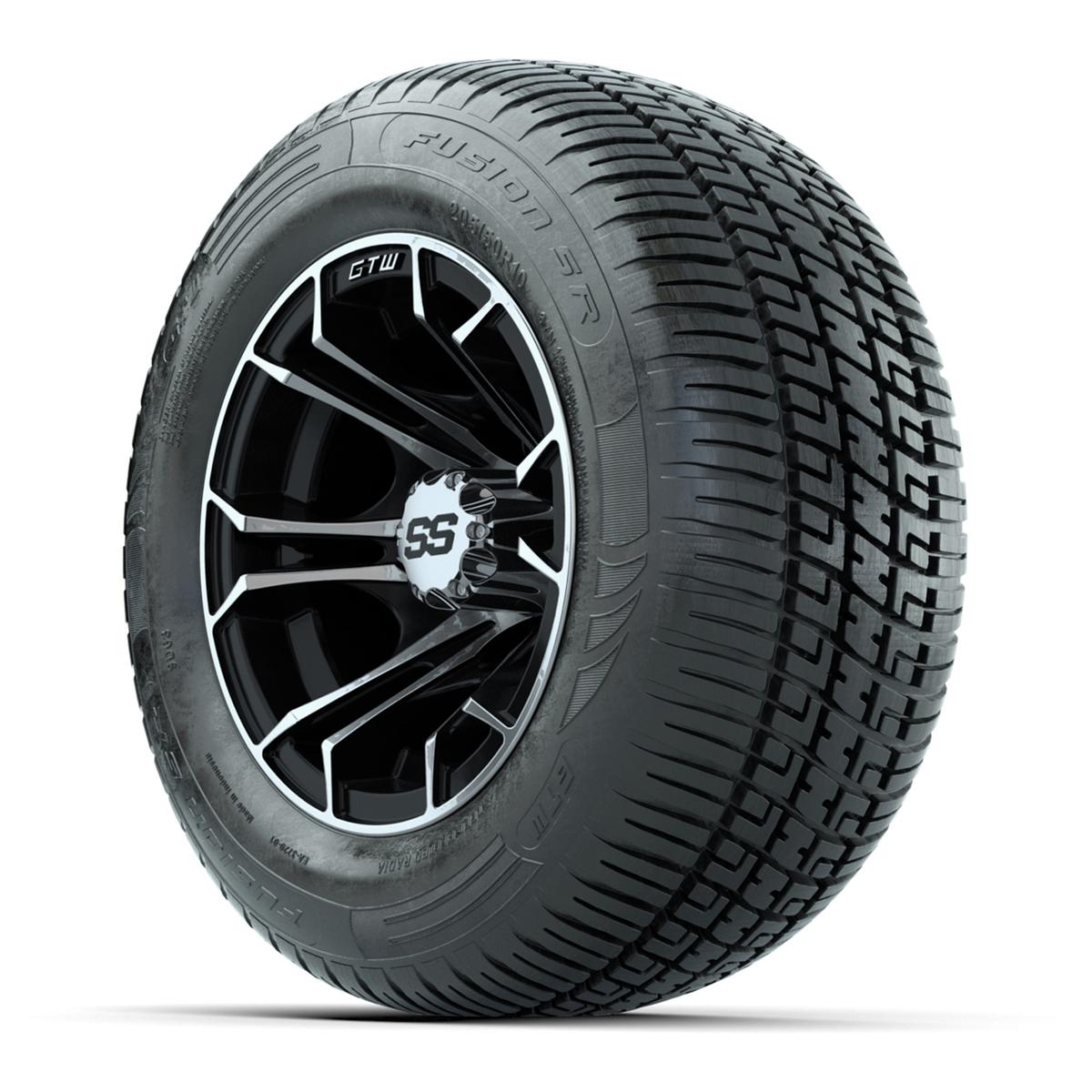 GTW Spyder Machined/Black 10 in Wheels with 205/50-10 Fusion SR Steel Belted Radial Tires – Full Set