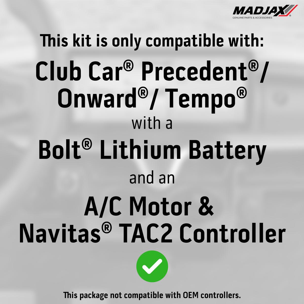 MadJax&reg; Kinect&trade; Display Screen Kit for A/C motor Club Car Precedent/Tempo/Onward Bolt Battery and Navitas TAC2