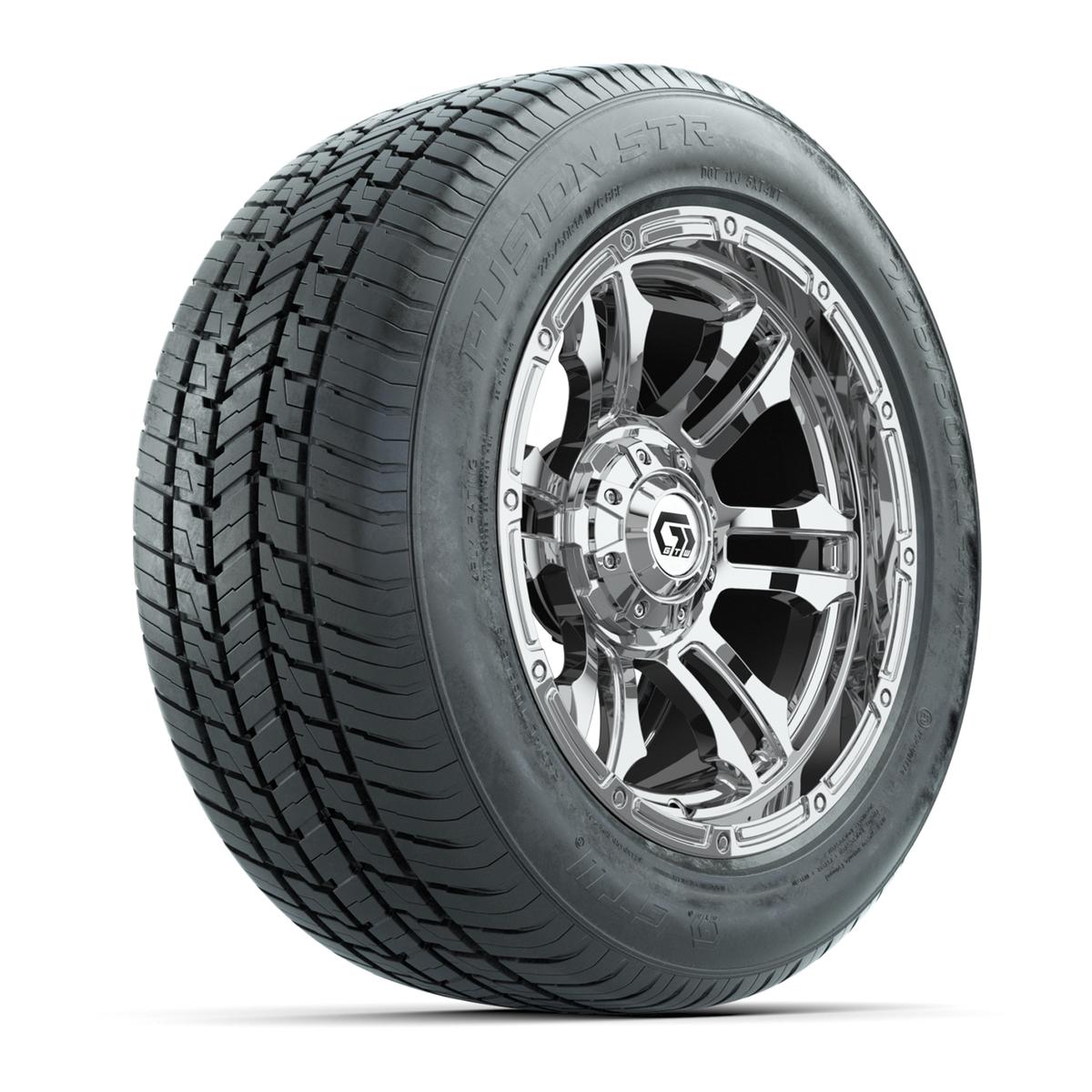 GTW&reg; Shogun Chrome 14 in Wheels with 255/50-R14 Fusion STR DOT Approved Street Tires - Full Set