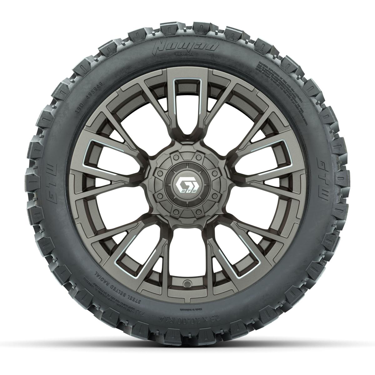 GTW&reg; Vandal Bronze/Machined 14 in Wheels with 23X10-R14 Nomad Steel Belt Radial All-Terrain Tires – Full Set