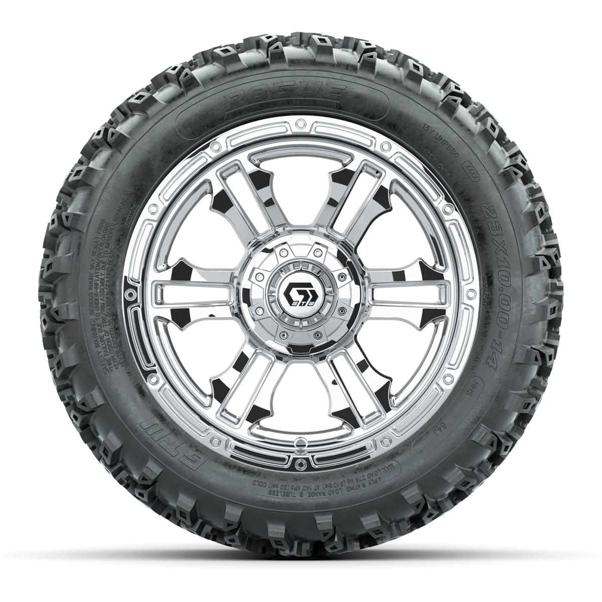 GTW&reg; Shogun Chrome 14 in Wheels with 23X10-14 Rogue All-Terrain Tires – Full Set