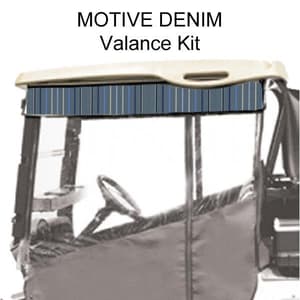 Red Dot Chameleon Valance With Motive Denim Sunbrella Fabric For Yamaha Drive2 (Years 2017-Up)