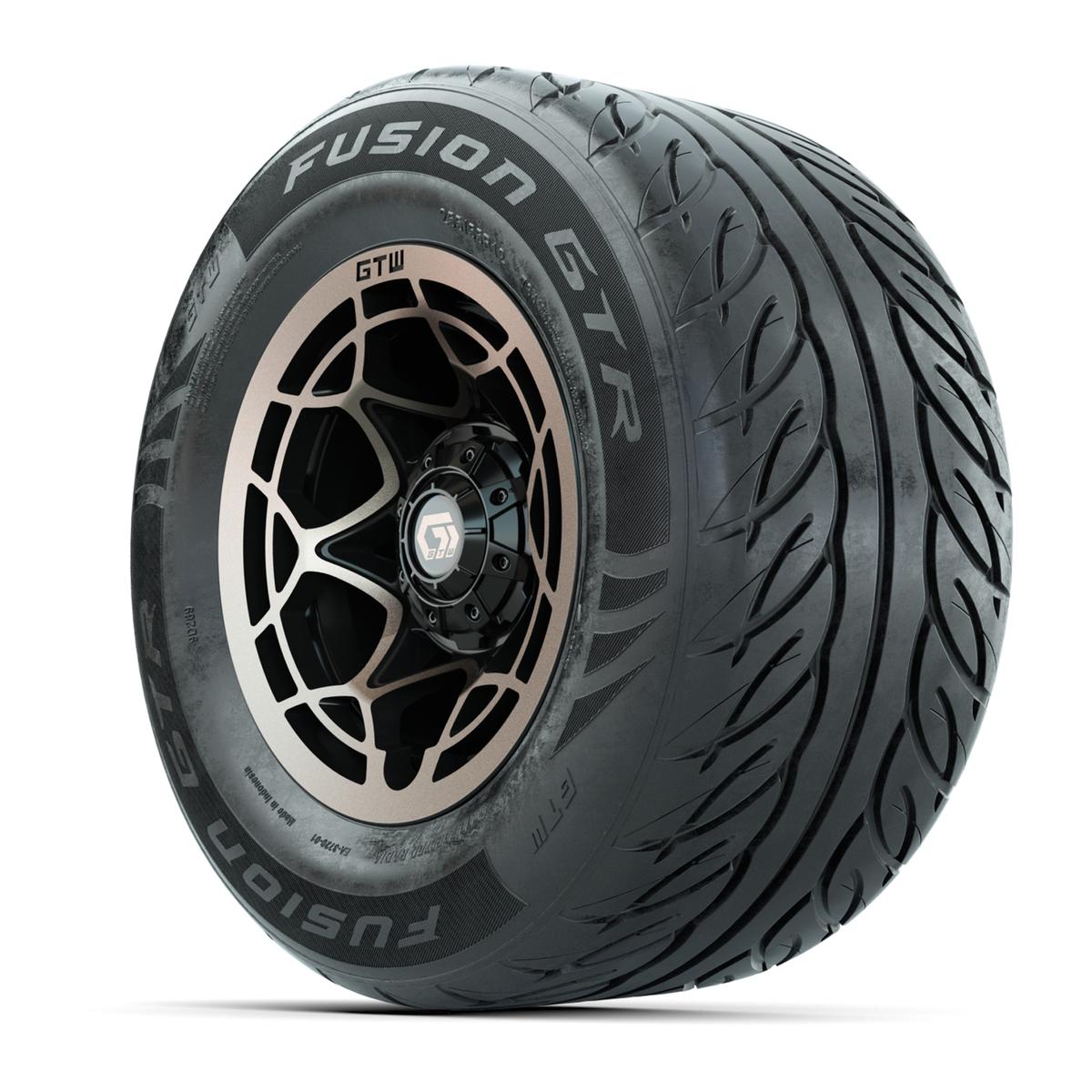 GTW&reg; Nexus Black with Bronze Face 12 in Wheels with 255/55-R12 Fusion GTR Steel Belt Radial Street Tires – Full Set