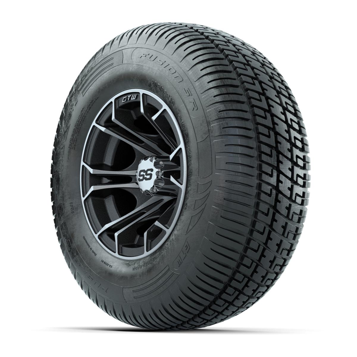 GTW Spyder Machined/Matte Grey 10 in Wheels with 205/65-R10 Fusion SR Steel Belted Radial Tires – Full Set