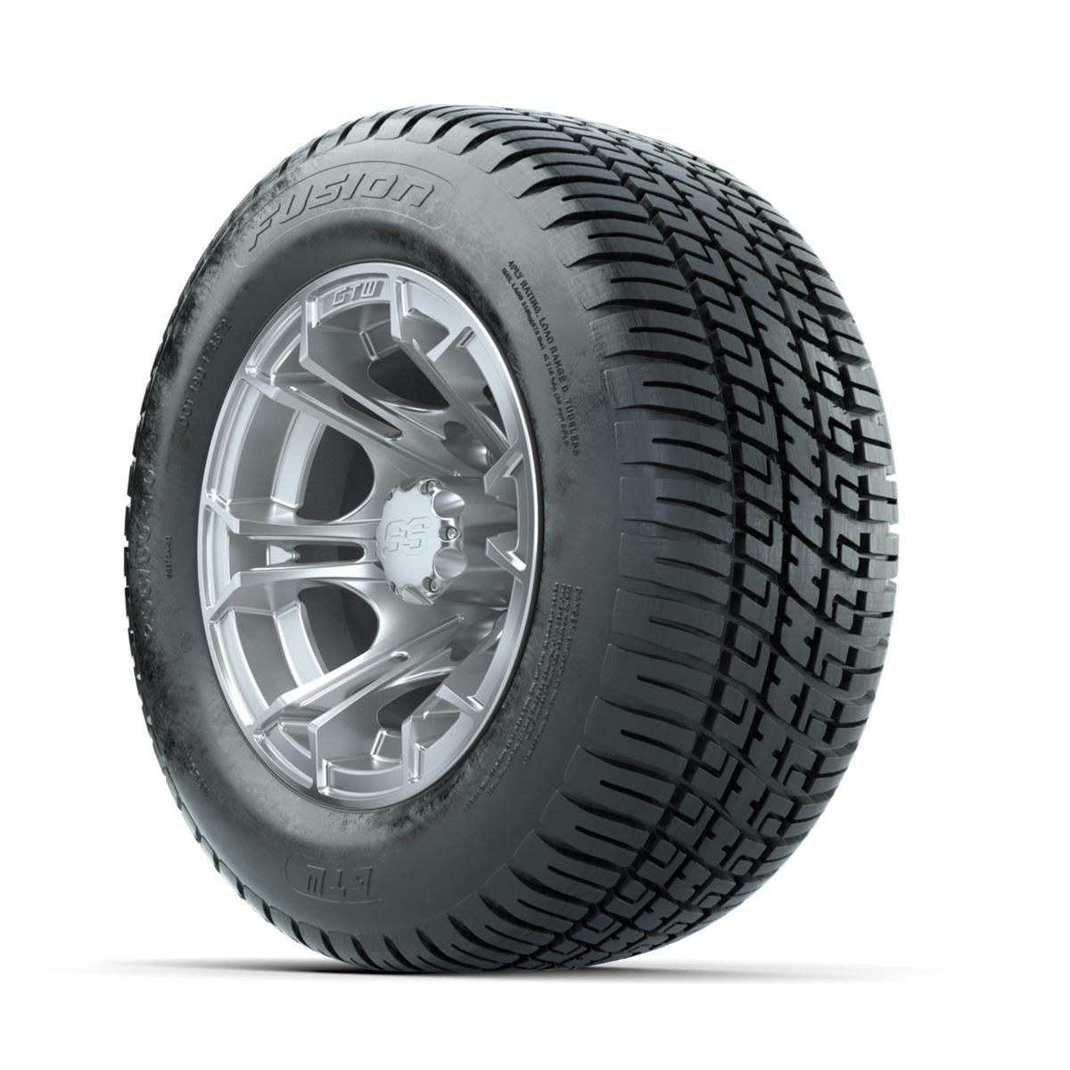 GTW Spyder Silver Brush 10 in Wheels with 205/50-10 Fusion Street Tires – Full Set