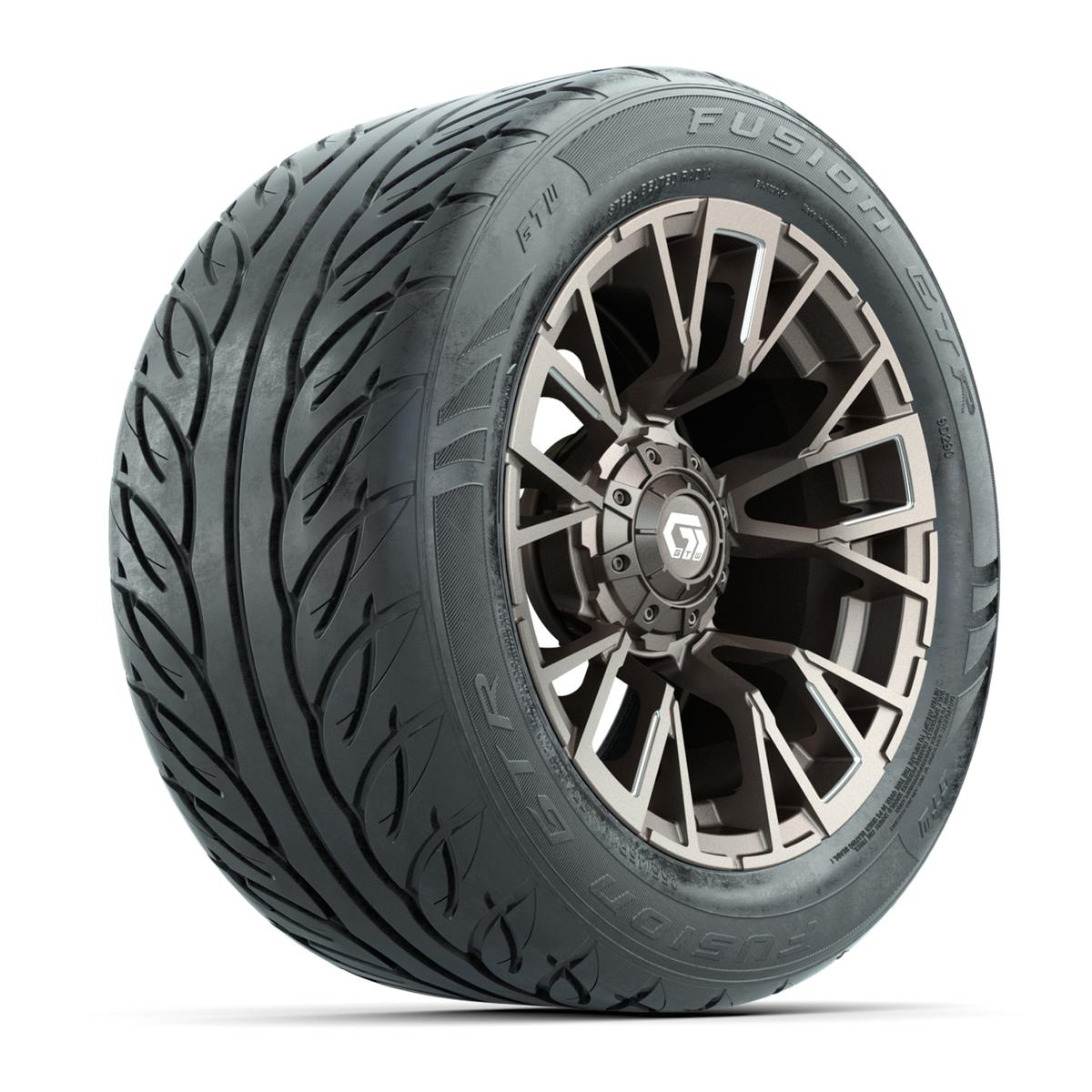 GTW&reg; Vandal Bronze/Machined 14 in Wheels with 255/45-R14 Fusion GTR Steel Belt Radial Street Tires – Full Set