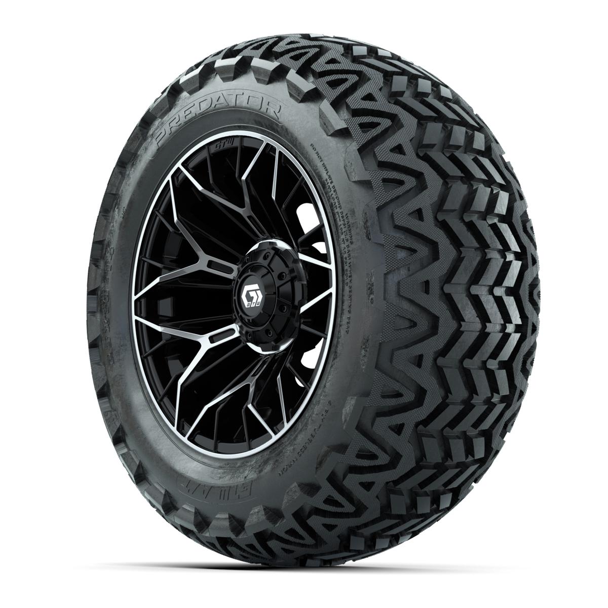 Set of (4) 14 in GTW® Stellar Machined & Black Wheels with 23x10-14 Predator All-Terrain Tires