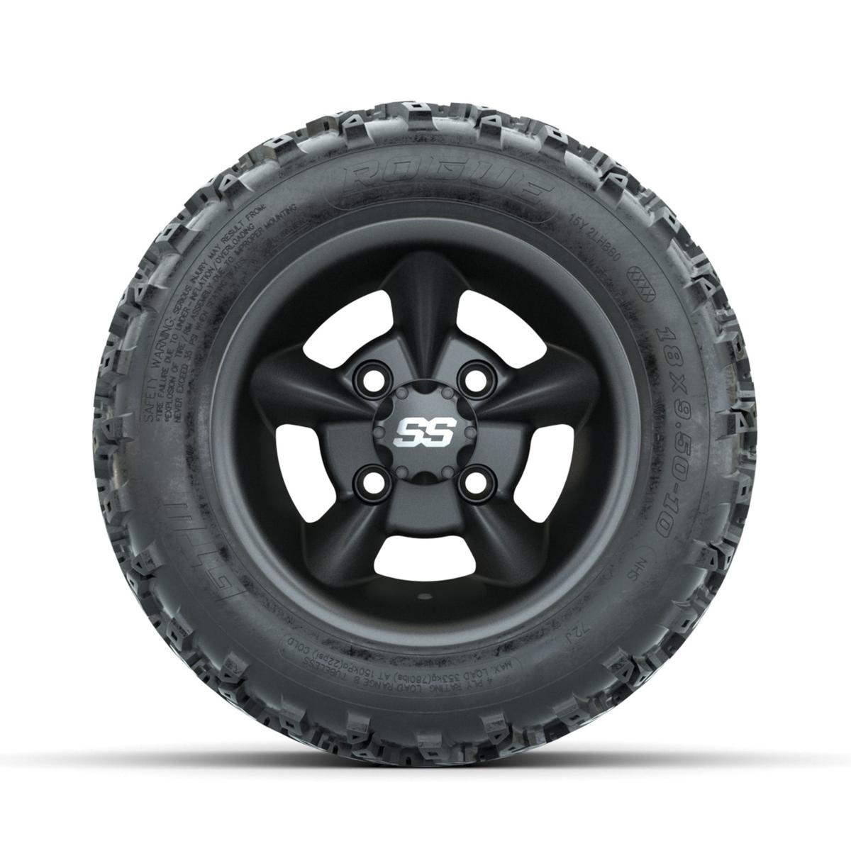 GTW Godfather Matte Grey 10 in Wheels with 18x9.50-10 Rogue All Terrain Tires – Full Set