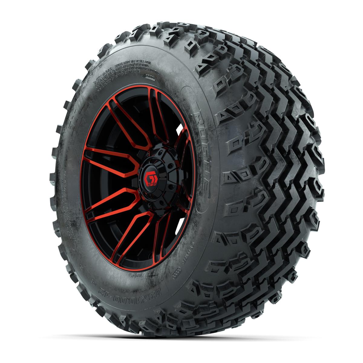 GTW&reg; Stealth Red/Machined 12 in Wheels with 23X10.00-12 Rogue All-Terrain Tires – Full Set