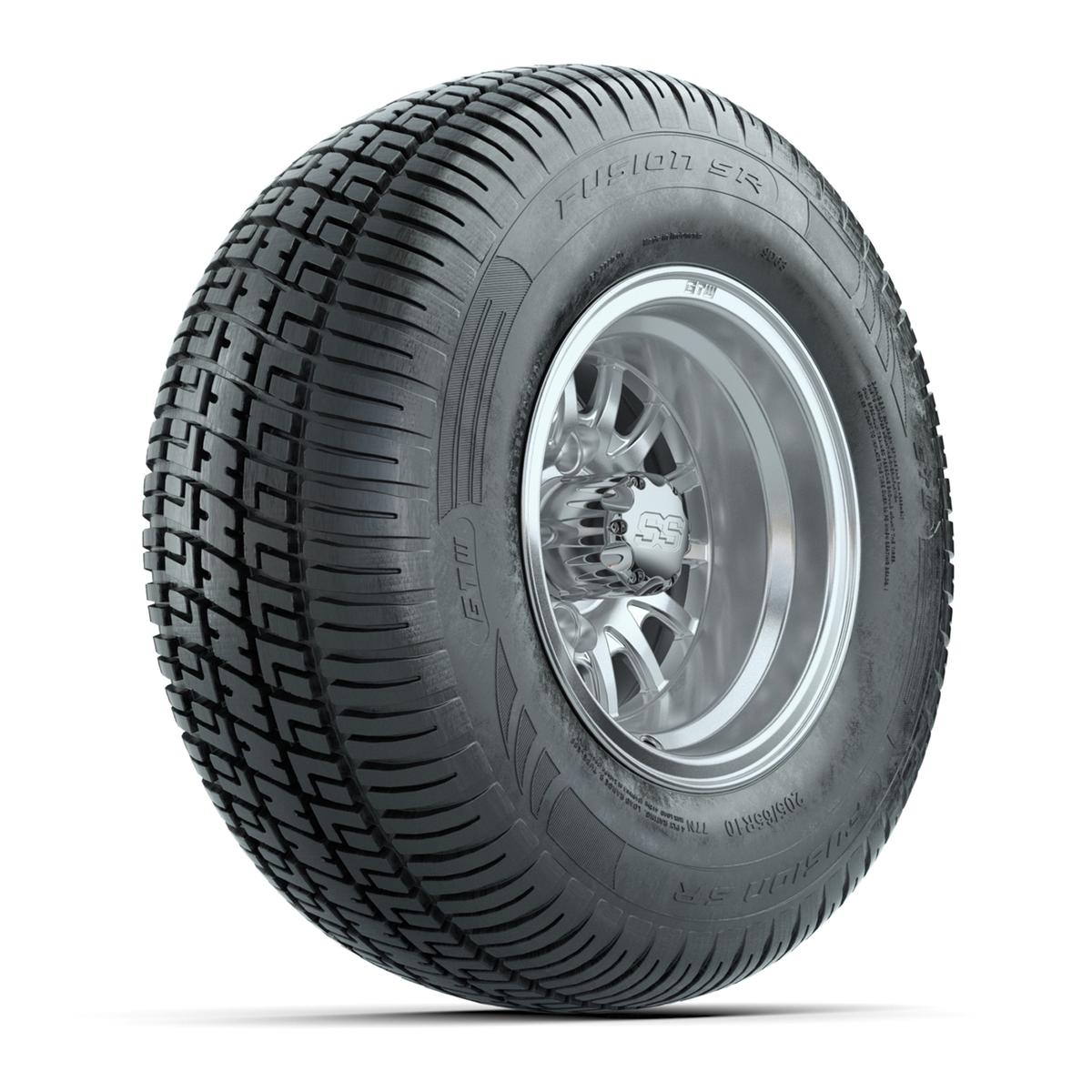 10" GTW Medusa Silver and Machined Wheels with 20" Fusion Street Tires - Set of 4