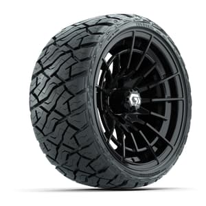 GTW Boost Gloss Black 14 in Wheels with 205/35-R14 Maverick Low-Profile All-Terrain Tires – Full Set