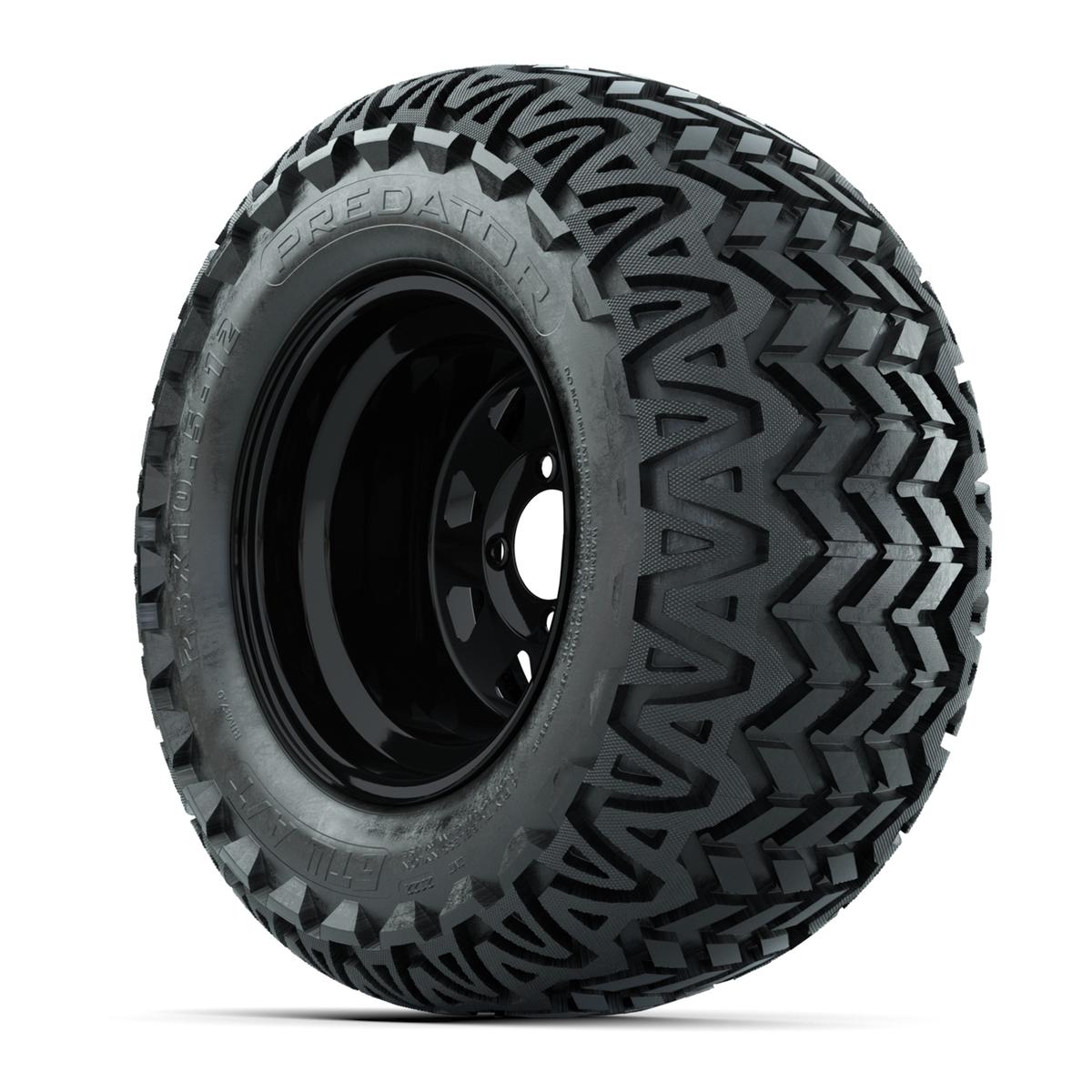 Set of (4) 12 in Black Steel Wheels with 23x10.5-12 GTW Predator All-Terrain Tires