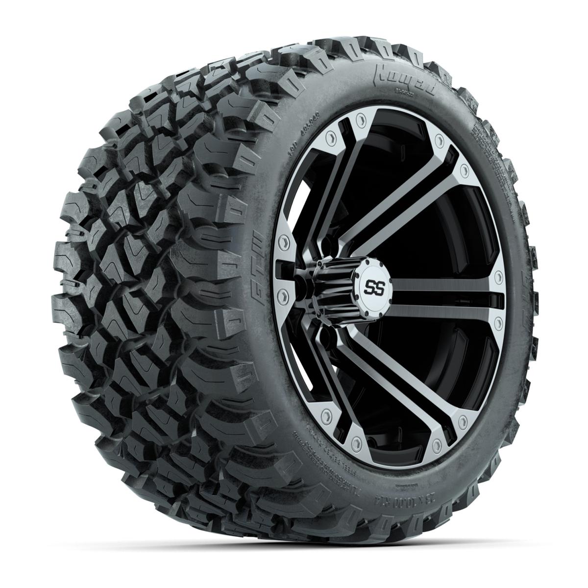 GTW&reg; Specter Black/Machined 14 in Wheels with 23X10-R14 Nomad Steel Belt Radial All-Terrain Tires – Full Set