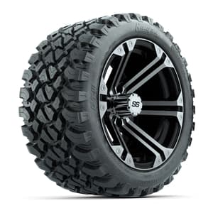 GTW&reg; Specter Black/Machined 14 in Wheels with 23X10-R14 Nomad Steel Belt Radial All-Terrain Tires – Full Set
