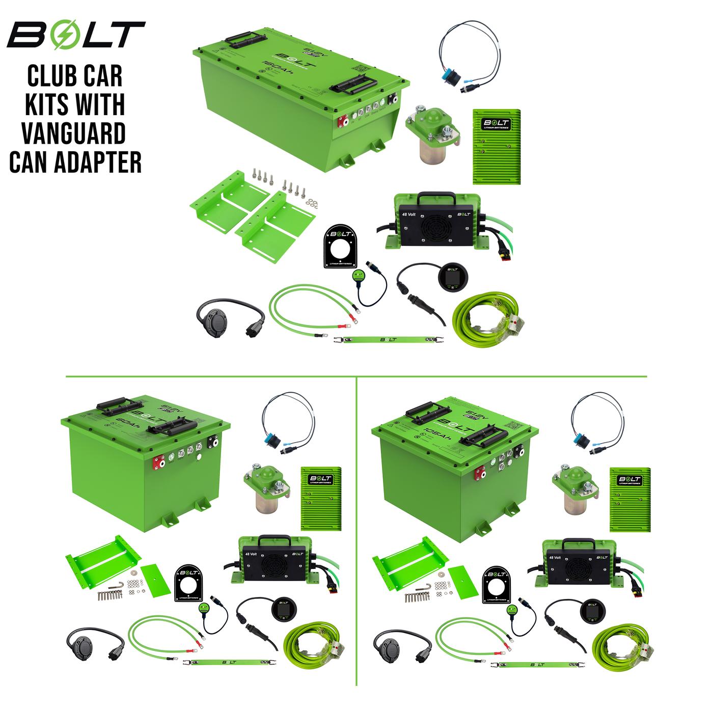 Bolt Energy Club Car Battery Kits with Vanguard CAN Adapter