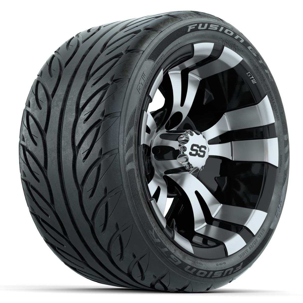 12” GTW Vampire Machined/Black Wheels with Fusion GTR Street Tires – Set of 4