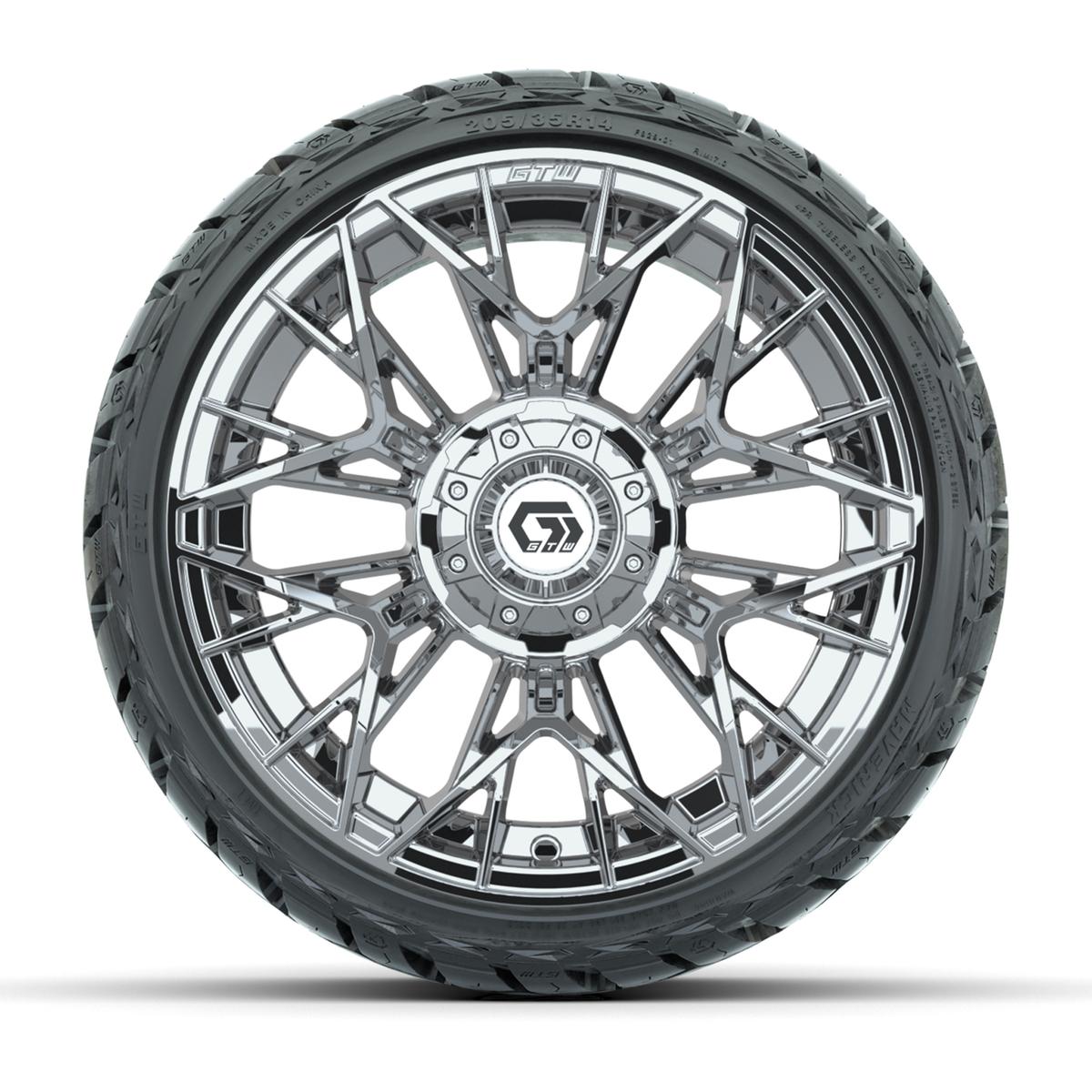 GTW Stellar Chrome 14 in Wheels with 205/35-R14 Maverick Low-Profile All-Terrain Tires – Full Set