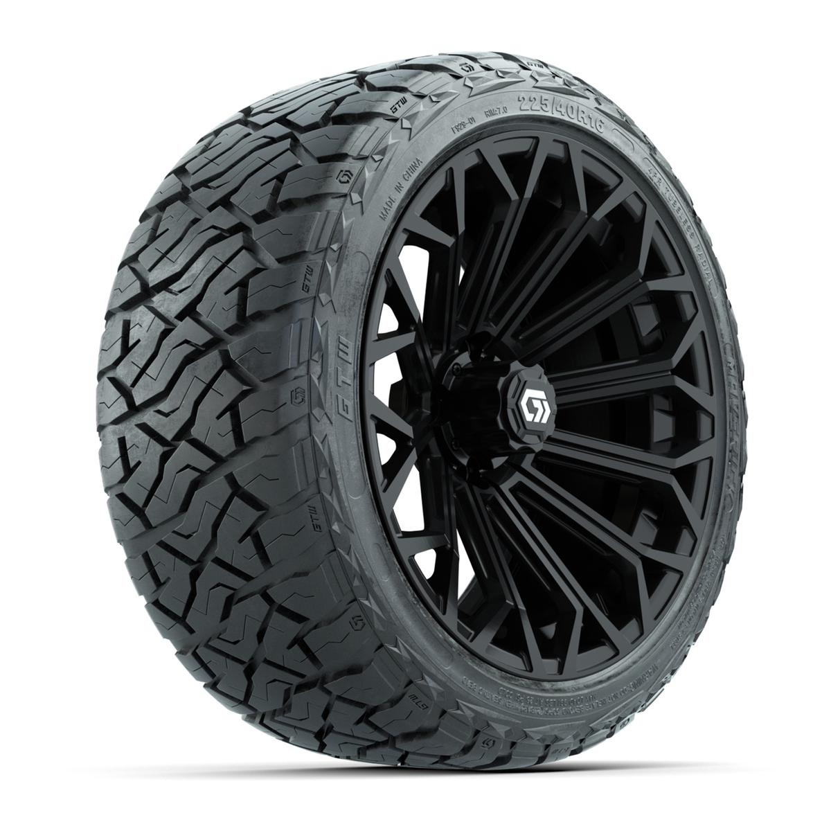 GTW&reg; Phantom Gloss Black 16 in Wheels with 225/40-R16 Maverick Hybrid Tires - Full Set