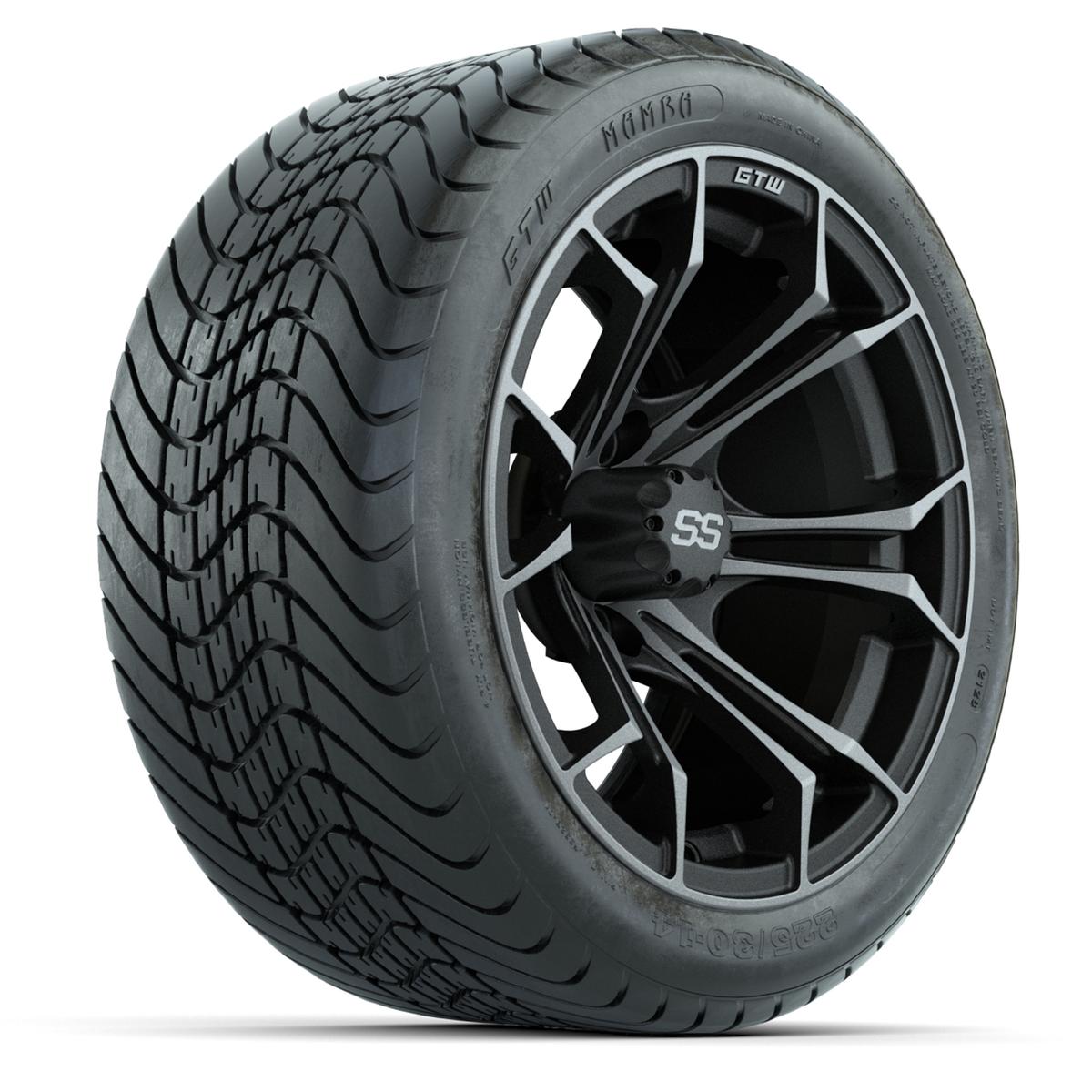 GTW Spyder Matte Grey 14 in Wheels with 225/30-14 Mamba Street Tires – Full Set