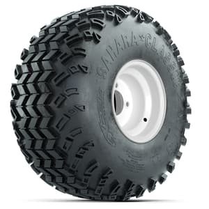 Set of (4) 8 in White Steel Wheels with 22 in Sahara Classic All Terrain Tires