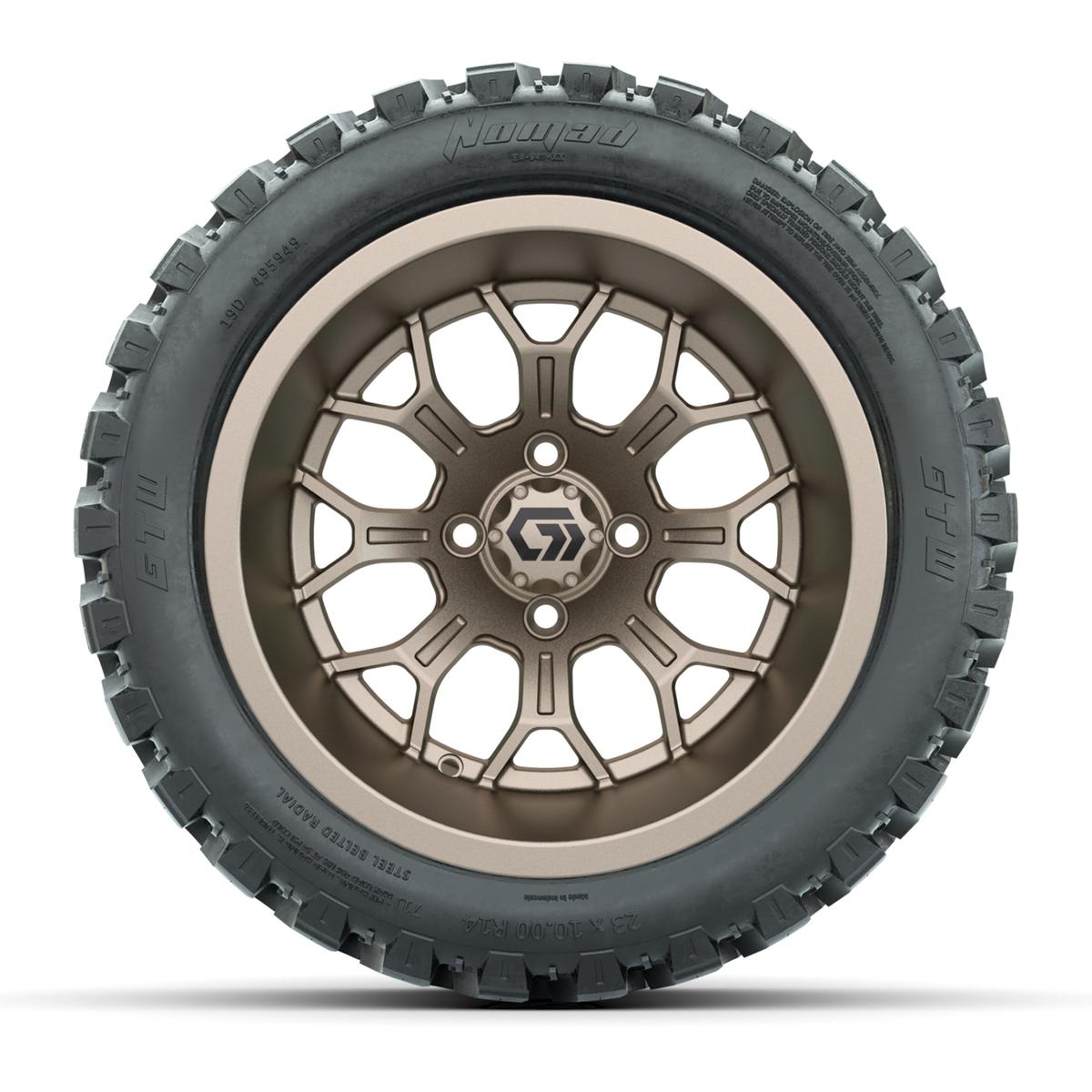 GTW&reg; Assault Matte Bronze 14 in Wheels with 23X10-R14 Nomad Steel Belt Radial All-Terrain Tires - Full Set