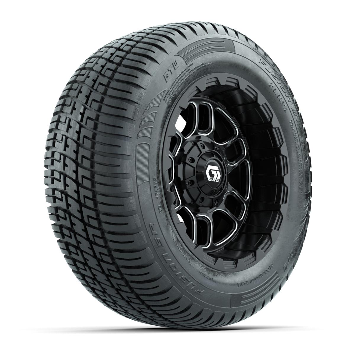 Set of (4) 12 in GTW® Titan Machined & Black Wheels with 215/50-R12 Fusion S/R Street Tires