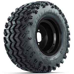 Set of (4) 10 in Black Steel Offset Wheels with 20x10-10 Sahara Classic All Terrain Tires