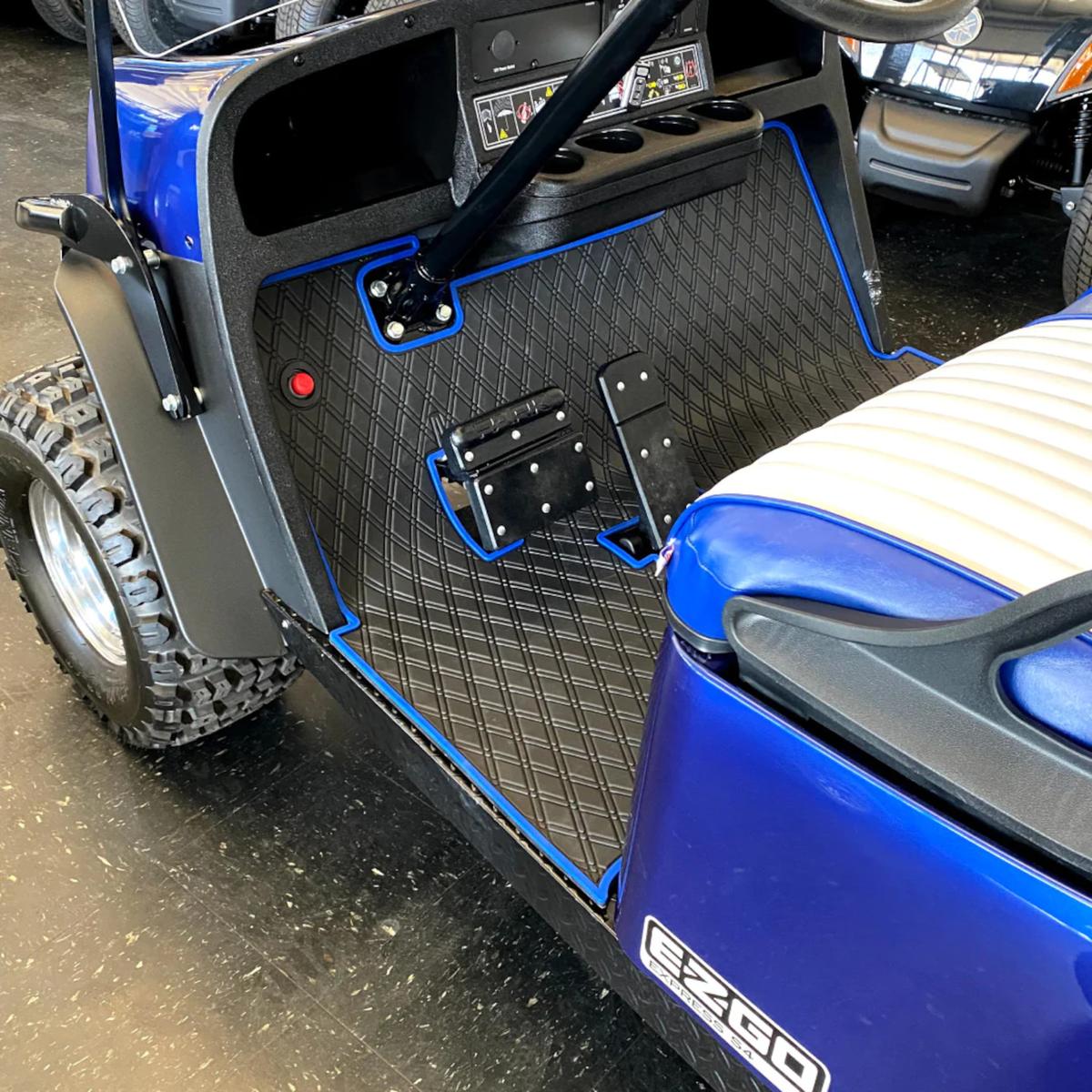 Xtreme Floor Mats for EZGO TXT / Workhorse / Express S4 / Valor / Cushman / Navitas (TXT Frame) - Black/Blue