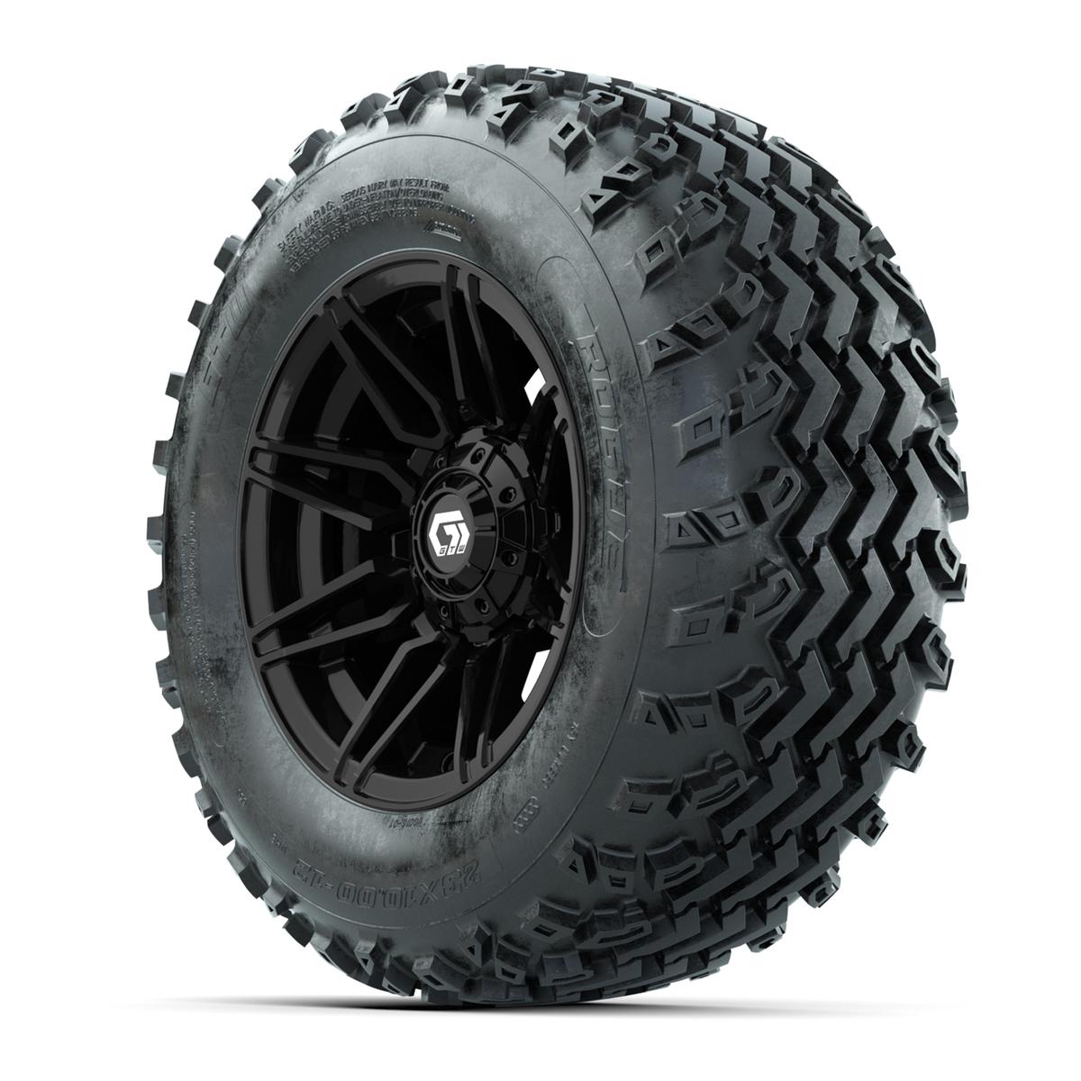 GTW&reg; Stealth Black/Machined 12 in Wheels with 23X10.00-12 Rogue All-Terrain Tires – Full Set