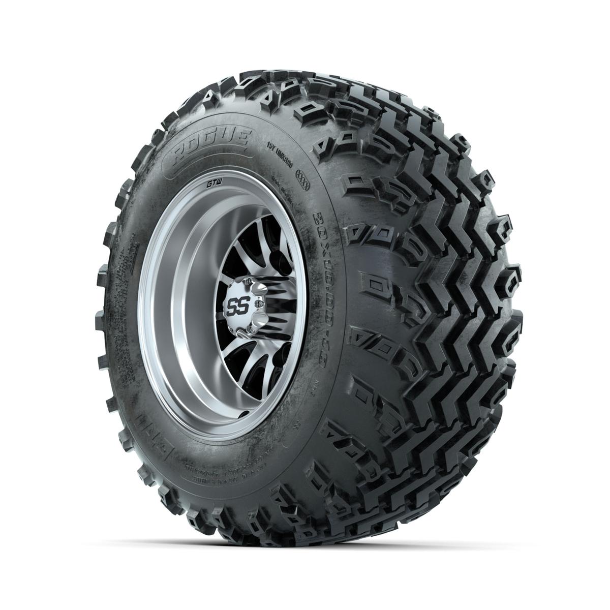 GTW Medusa Machined/Black 10 in Wheels with 20x10.00-10 Rogue All Terrain Tires – Full Set