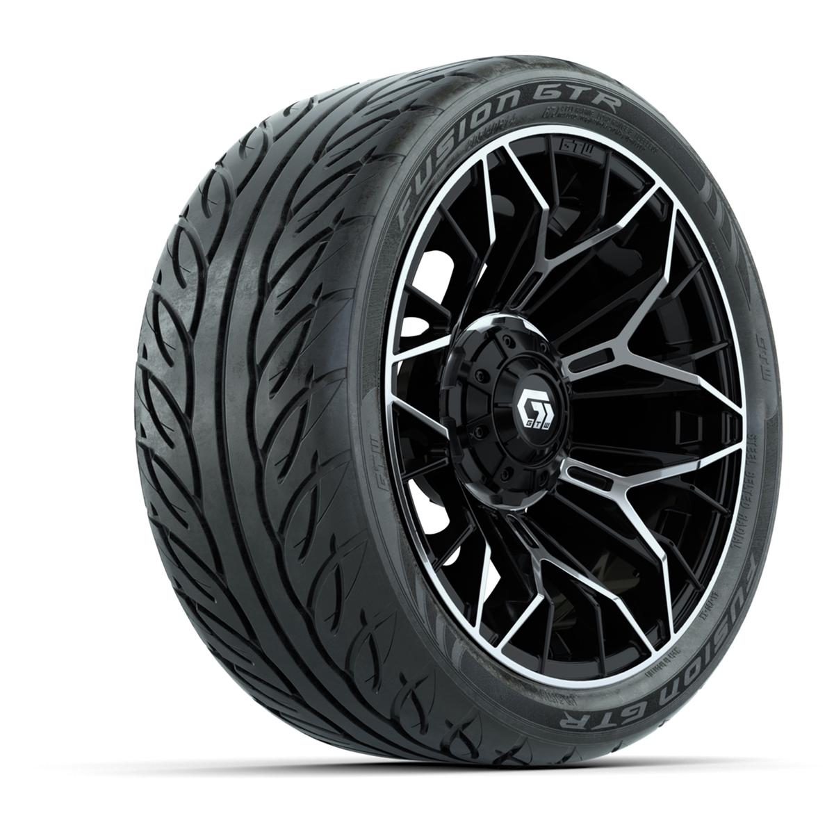 Set of (4) 14 in GTW® Stellar Machined & Black Wheels with 205/40-R14 Fusion GTR Street Tires