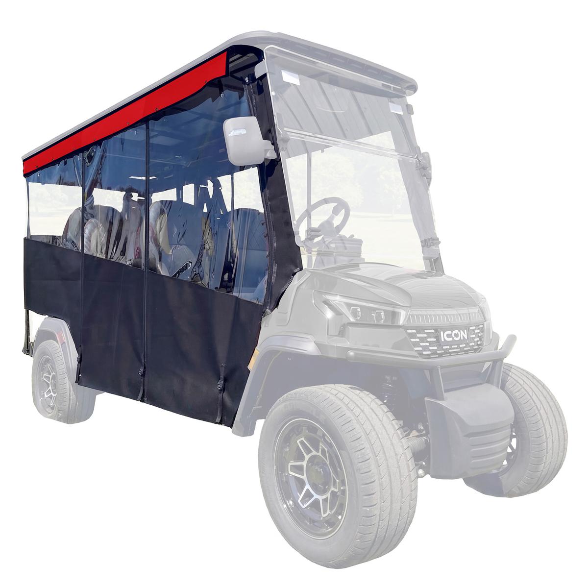 RedDot 6-Passenger Black Track Style Enclosure with Jockey Red Valance for ICON i60LX (Years 2026-Up)