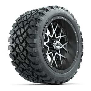 GTW&reg; Vortex 2 Matte Gray//Machined 14 in Wheels with 23X10-R14 Nomad Steel Belt Radial All-Terrain Tires – Full Set