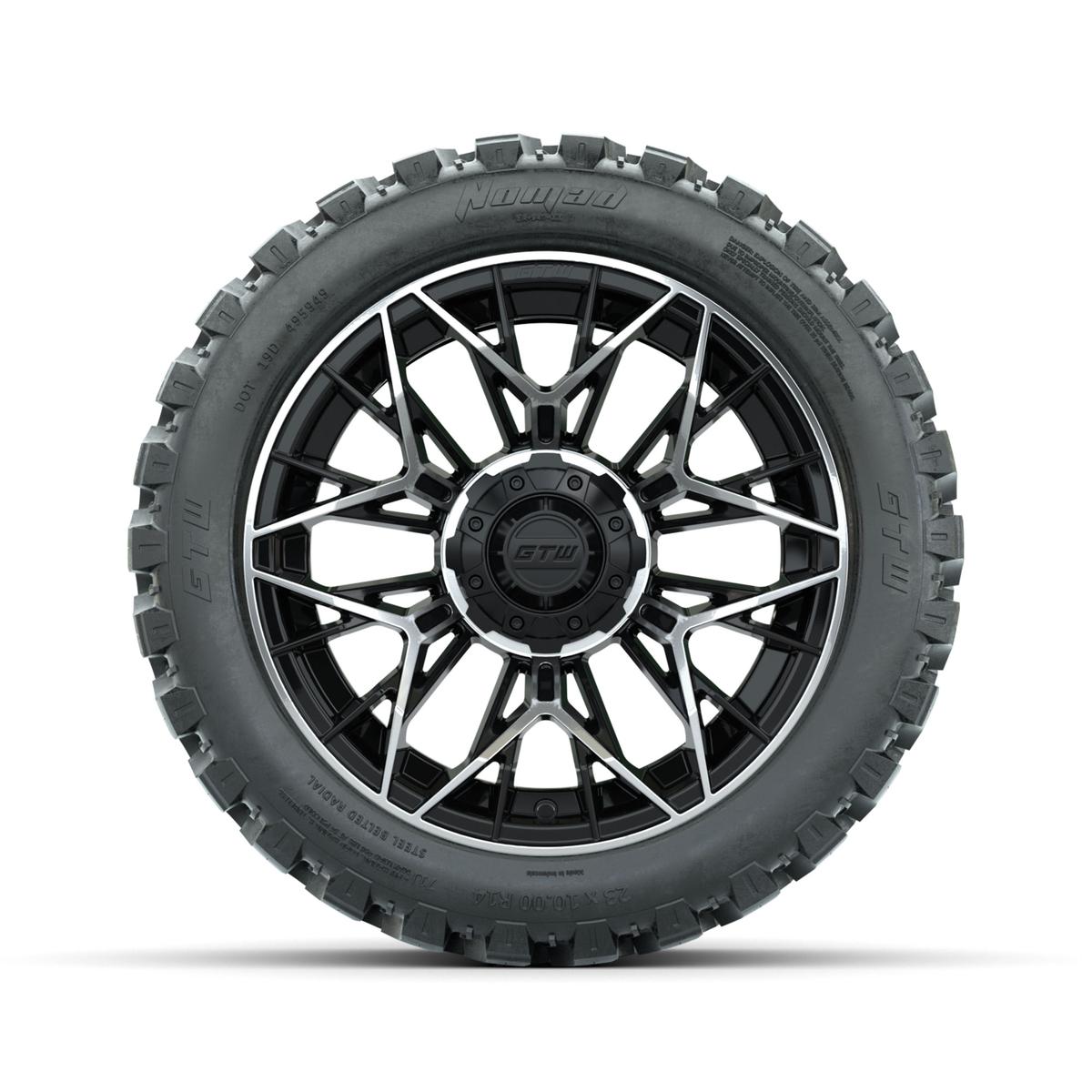 Set of (4) 14 in GTW® Stellar Machined & Black Wheels with 23x10-R14 Nomad All-Terrain Tires