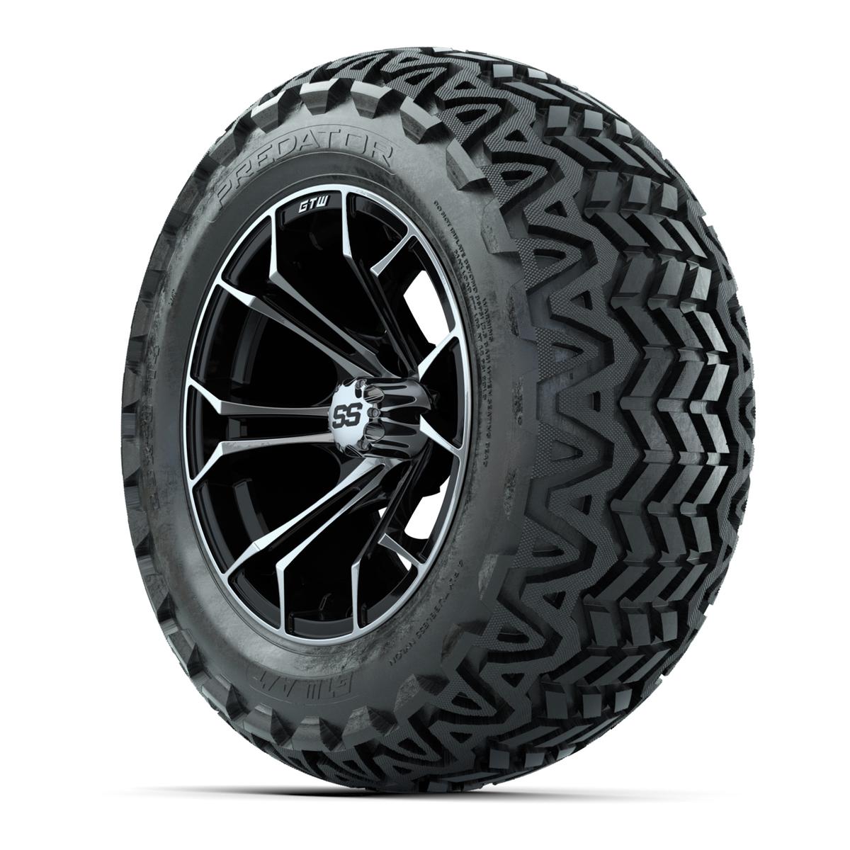 GTW Spyder Machined/Black 14 in Wheels with 23x10-14 GTW Predator All-Terrain Tires – Full Set