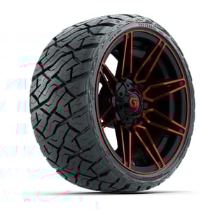 GTW Stealth Gloss Black/Red 14 in Wheels with 205/35-R14 Maverick Low-Profile All-Terrain Tires – Full Set