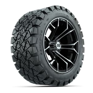 GTW Spyder Machined/Black 14 in Wheels with 22x10-14 GTW Timberwolf All-Terrain Tires – Full Set