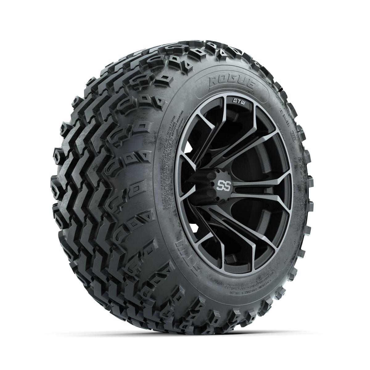 GTW Spyder Machined/Grey 12 in Wheels with 22x11.00-12 Rogue All Terrain Tires – Full Set