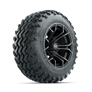 GTW Spyder Machined/Grey 12 in Wheels with 22x11.00-12 Rogue All Terrain Tires – Full Set